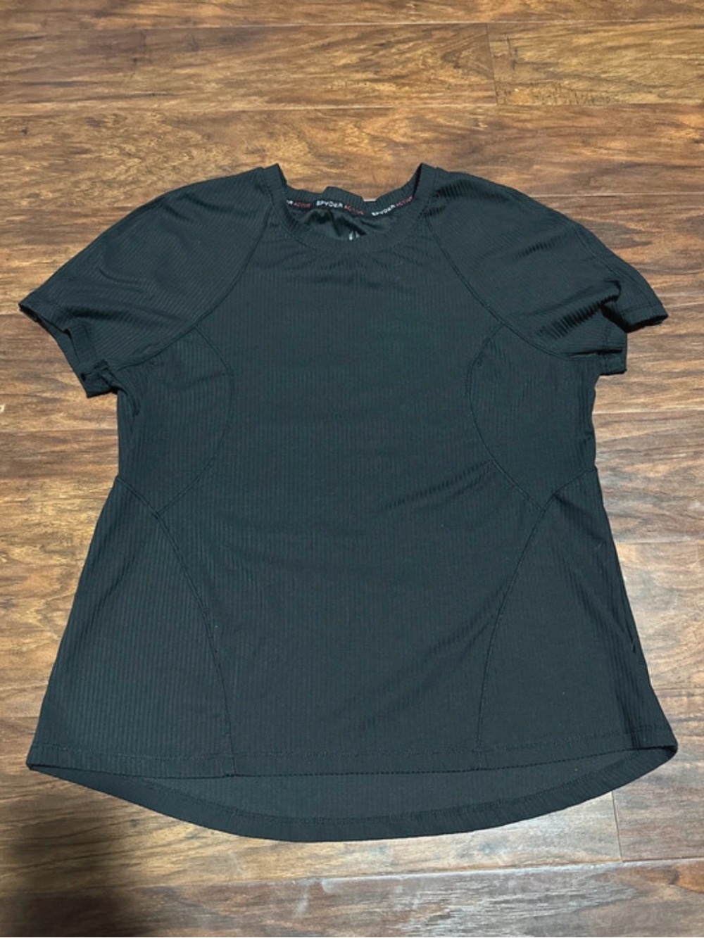 Spyder Black Ribbed Short Sleeve Performance Tee